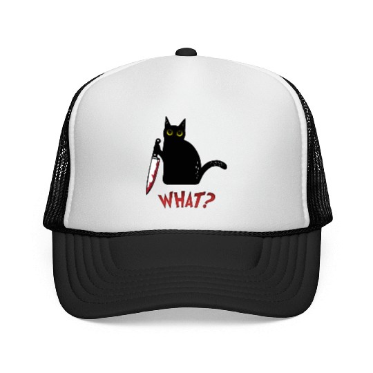 Cat What - Murderous Cat With Knife Trucker Caps