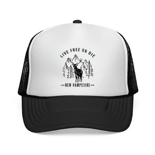 Live Free or Die New Hampshire Hiking Trucker Caps