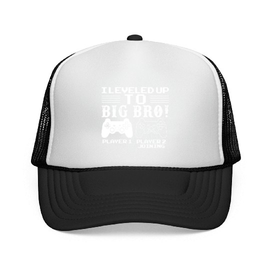 I Level Up To Big Bro Gamer Brother Trucker Caps