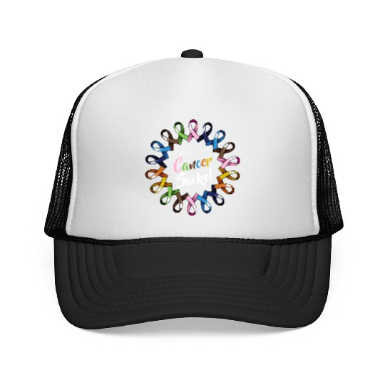 Whatever Color Cancer Sucks Ribbons Love Faith Sup Trucker Caps