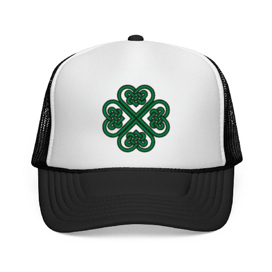 Irish Celtic Knot Shamrock Heart St Patricks Day Trucker Caps