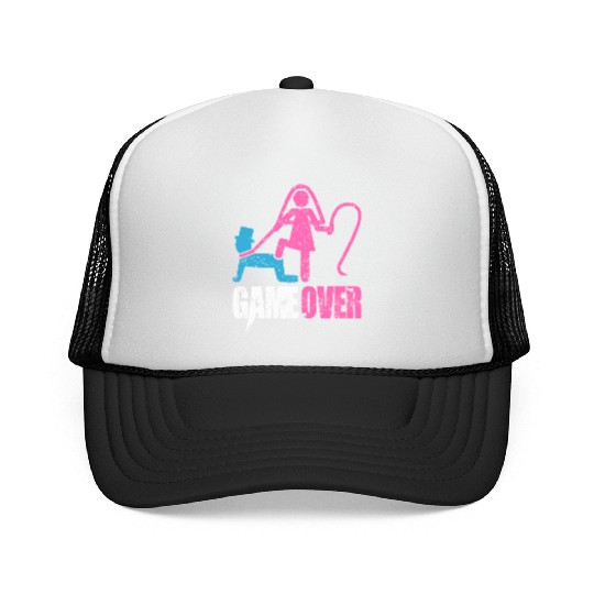 Funny Bride and Groom Meme & Quote Trucker Caps "Game