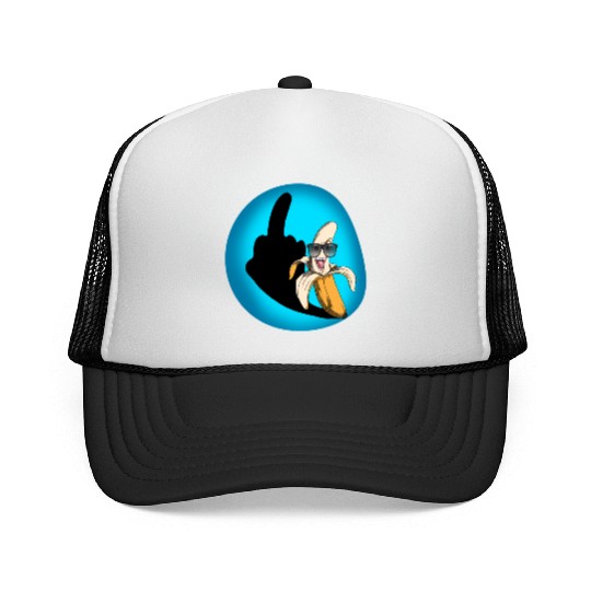 Dirty joke middle finger banana halloween shadow Trucker Caps