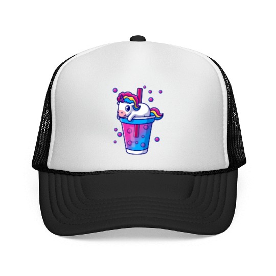 Boba Tea Bubble Tea Cute Kawaii Unicorn Bisexual Trucker Caps