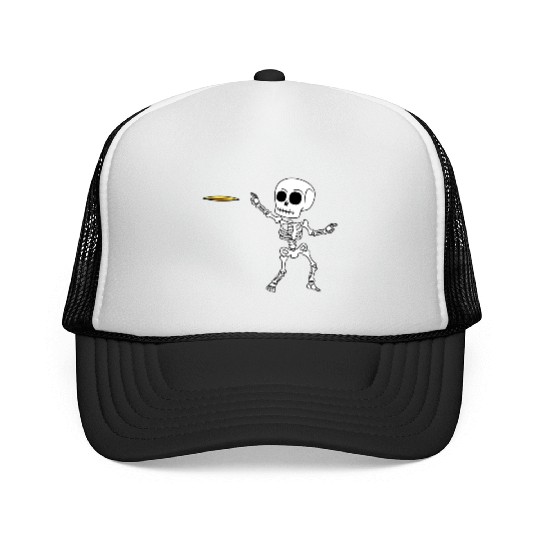 Skeleton Flying Disc Golf Halloween Frisbee Trucker Caps