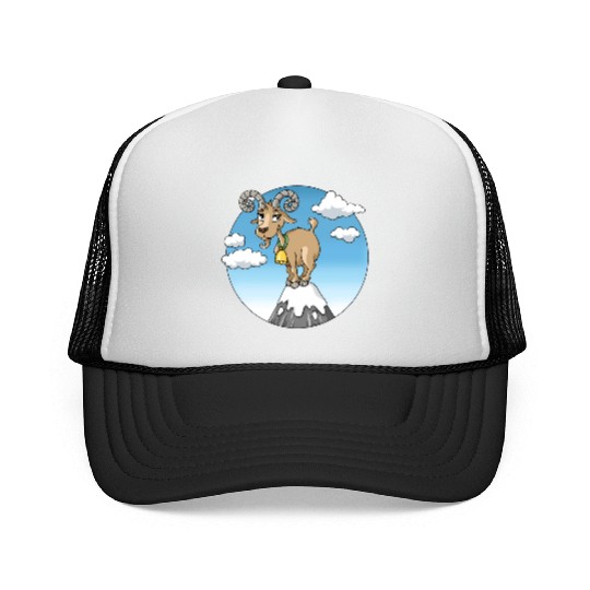 Mountain goat peaks with snow cartoon Trucker Caps