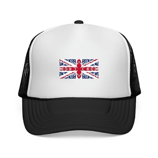 Union Jack British Flag Ornamental Style Trucker Caps