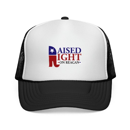 Raised Right On Reagan 80'S Nostalgia Trucker Caps