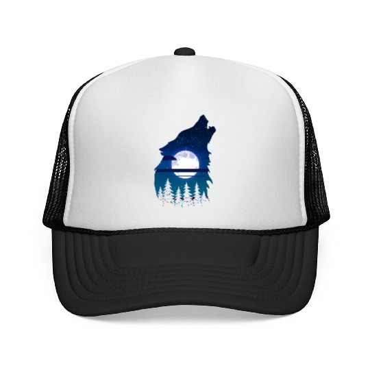 Howling wolf full moon forest howling wild Trucker Caps