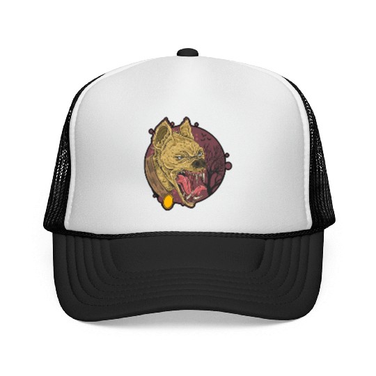 wild hyena angry face head Trucker Caps