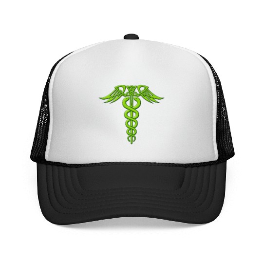Green Celtic Knot Caduceus Trucker Caps