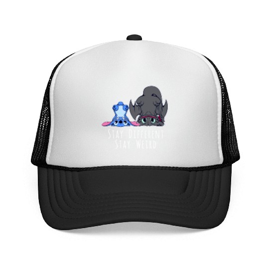 Stay Different Stay Weird Toothless And Stitch Trucker Caps