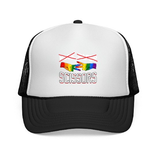 Rock Paper Scissors Lesbian LGBTQ Pride Trucker Caps