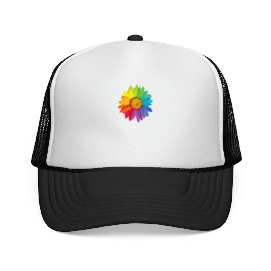 Love Is Love Rainbow Sunflower LGBT Gay Lesbian Trucker Caps