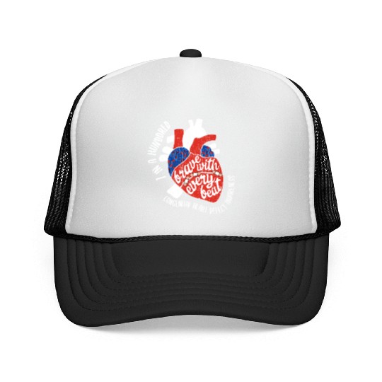 Brave With Every Beat CHD Awareness Happy Gift Trucker Caps