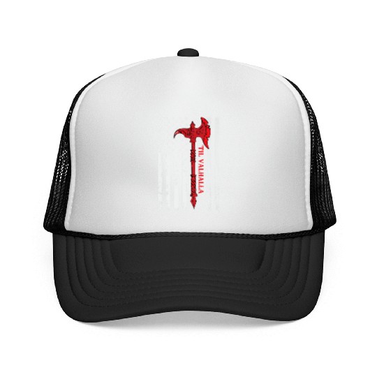 Veteran Gift-American Flag Viking Axe Til Valhalla Trucker Caps