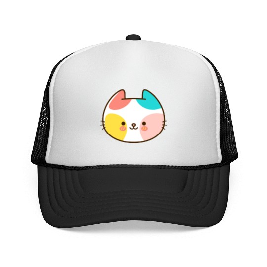 Kawaii Cat Head Multicolored Trucker Caps