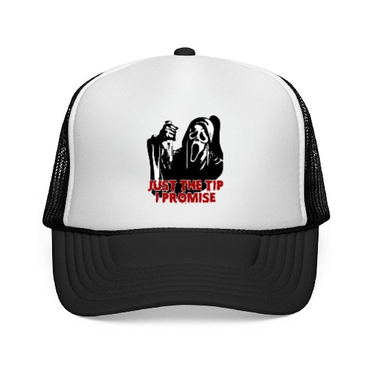 Just The Tip I Promise - Skeleton Horror Halloween Trucker Caps