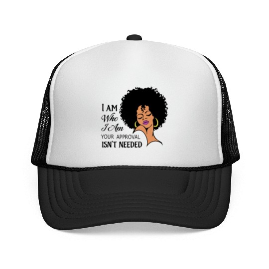 Black Queen Lady Curly Natural African American Trucker Caps