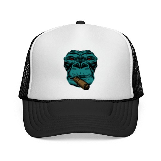 Smoking Gorilla Trucker Caps