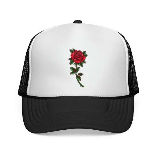 Red rose, Rose stem Trucker Caps