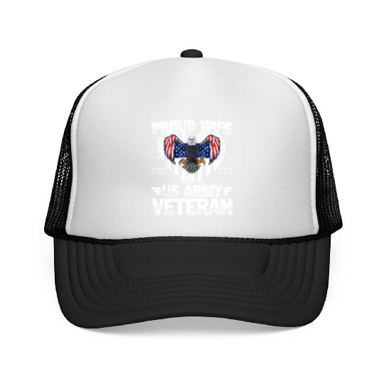 Proud Wife Of A US Army Veteran Trucker Caps