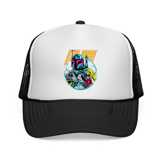 Star Wars Boba Fett Neon Blaster Vintage Graphic Trucker Caps