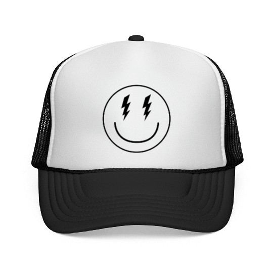 Lightning Smiley Face Emoticon Happy Face Smileyhi Trucker Caps