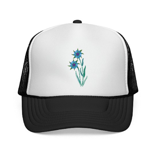 Blue Cornflowers - Floral Artwork With Spring Trucker Caps