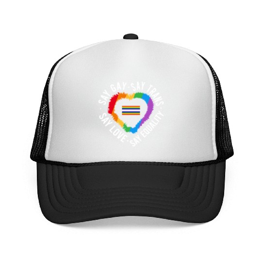 LGBT Transgender Pride Flag Gift Say Gay Say Trans Trucker Caps