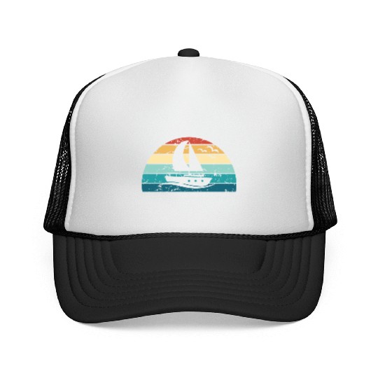 Retro Boating Sunset Vintage boat Sunrise Trucker Caps