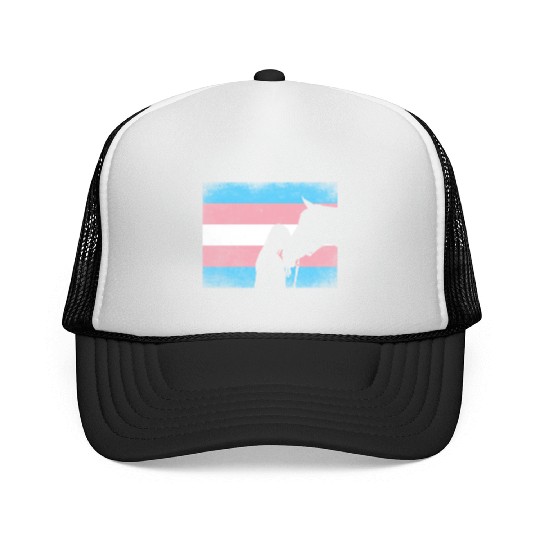 Transgender Pride Horse Rainbow LGBTQ Trans Flag Trucker Caps