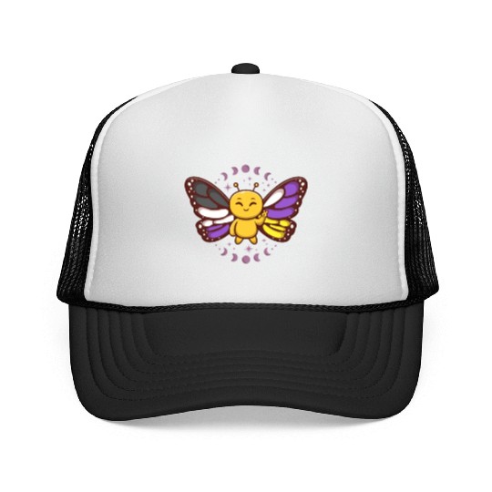 Gender Non-Binary Monarch Butterfly Subtle Pride Trucker Caps