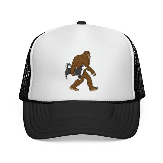 Bigfoot Sasquatch Carrying Husky Trucker Caps
