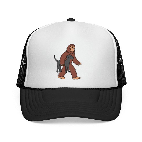 Bigfoot Sasquatch Carrying Great Dane Trucker Caps