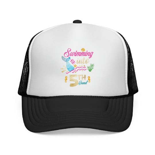 5th Grade Back to School Mermaid Swimming Girls Trucker Caps