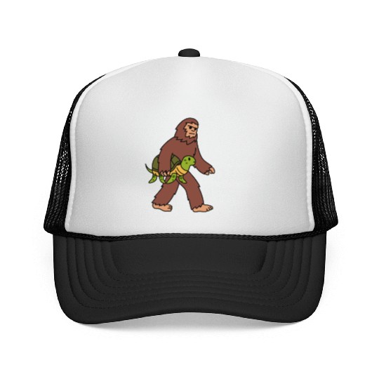 Bigfoot Sasquatch Walking Turtle Trucker Caps