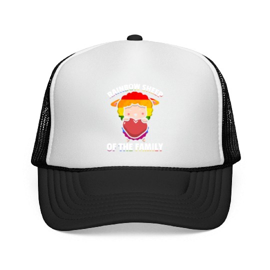 Rainbow Sheep Family Lesbian Gay Pride Trucker Caps