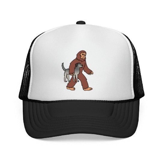 Bigfoot Sasquatch Walking Irish Wolfhound Trucker Caps