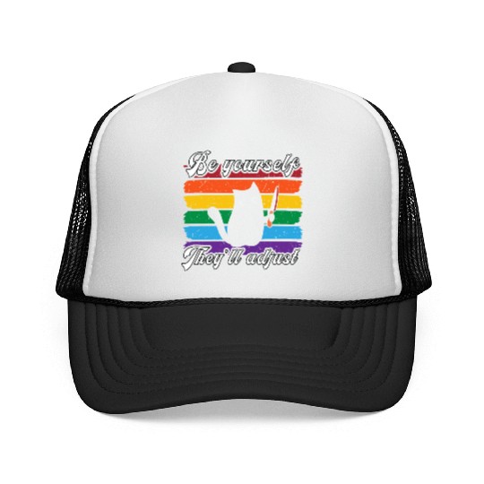 Be Yourself They ll Adjust LGBTQ Rainbow Flag Gay Trucker Caps