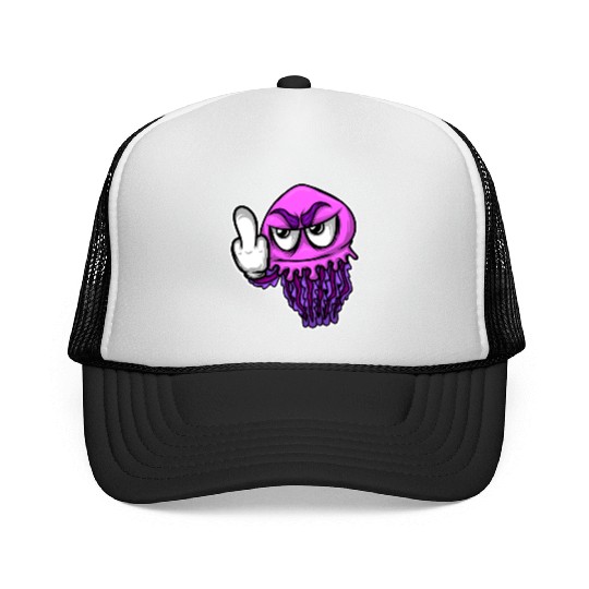 Jelly Fish Middle Finger Jellyfish Trucker Caps