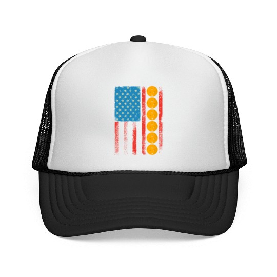 Pickleball US Flag Patriotic Pickleball Player Trucker Caps