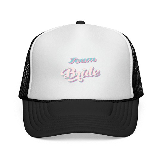 Bachelorette party team bride coul retro pink Trucker Caps