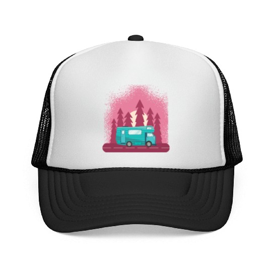 Car camping hiking travel mountains Car camping hi Trucker Caps