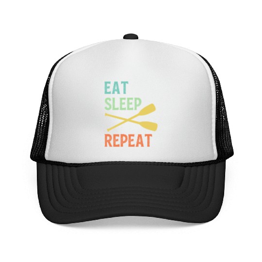 Eat Sleep Paddle Repeat Vintage Canoe Kayak Trucker Caps
