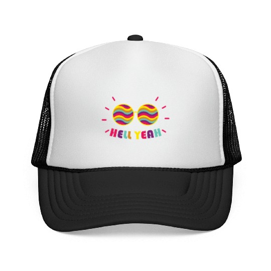 Pride Month - Hell Yeah - Rainbow Glasses Trucker Caps