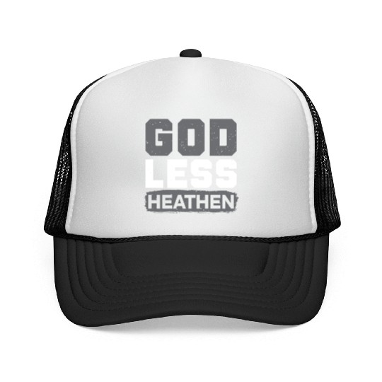 Godless Heathen Anti-Religion Agnostic Atheist Trucker Caps