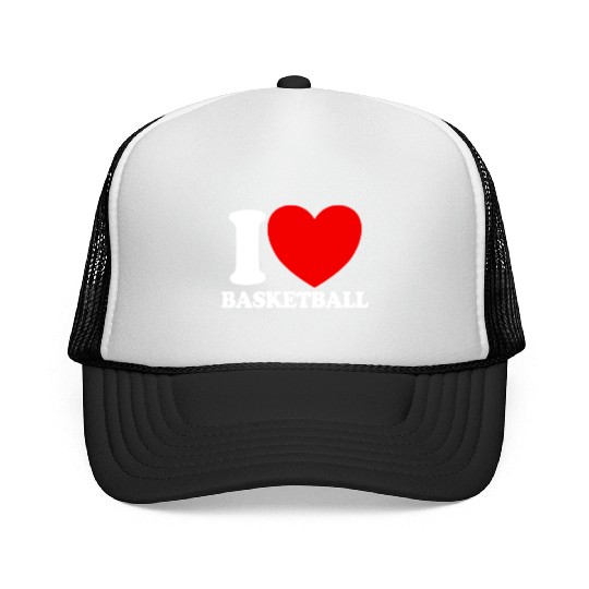 I Love Basketball Red Heart Hoop B-Ball Basketball Trucker Caps