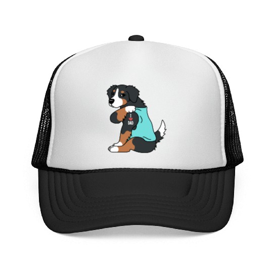 I Love Dad Bernese Mountain Dog Trucker Caps