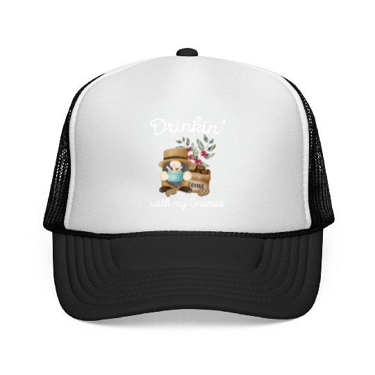 Coffee Gnome Drinking Funny Gnome Lover Trucker Caps